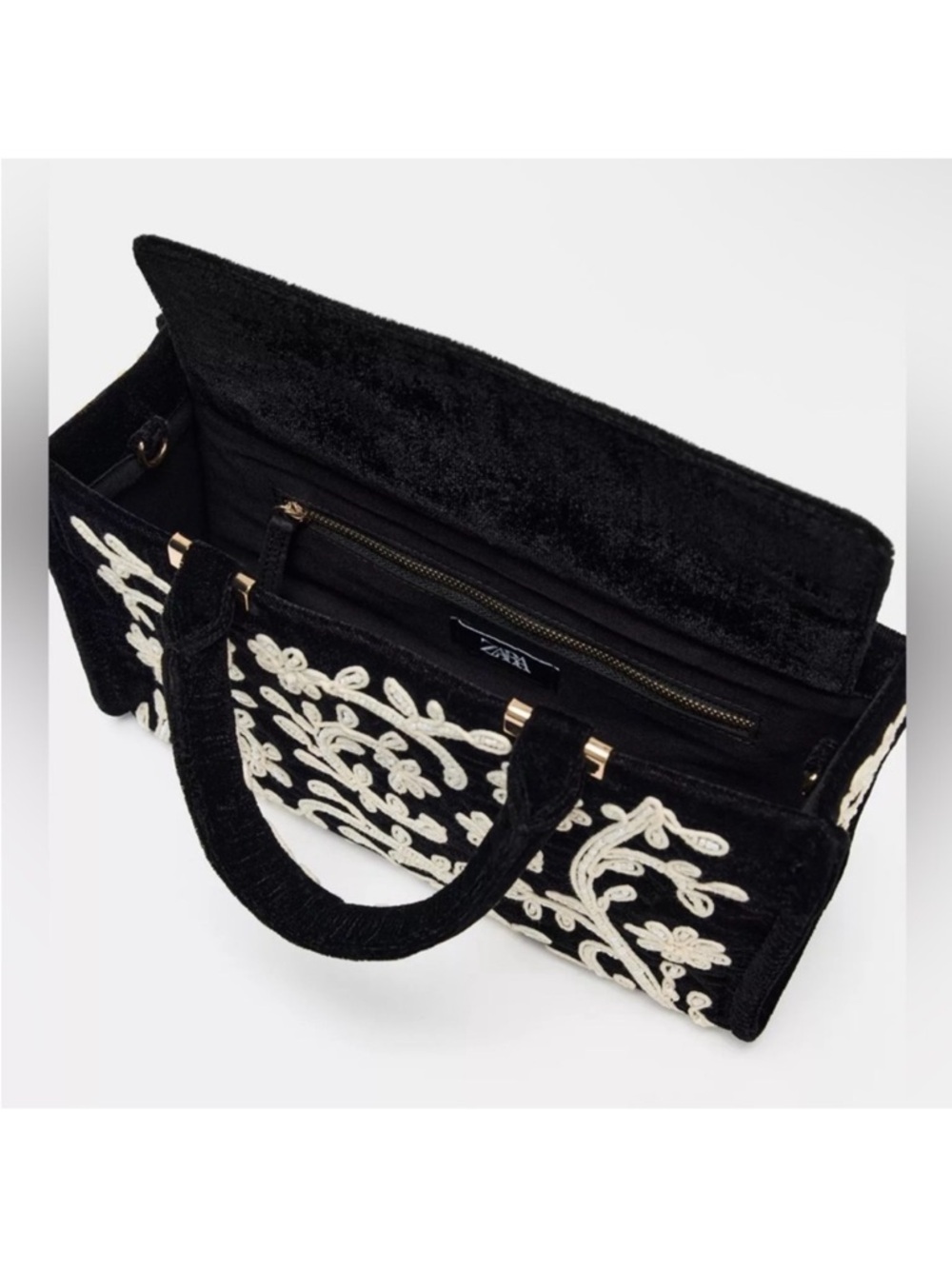 ZARA FLORAL BEADS EMBROIDERED CITY BAG - Picture 5 of 5